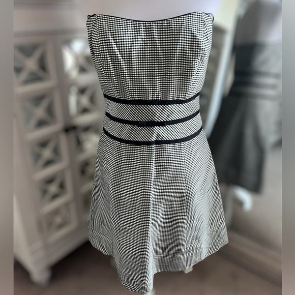 Vtg y2k ABS Allen Schwartz Silk gingham mini dress - Picture 1 of 6